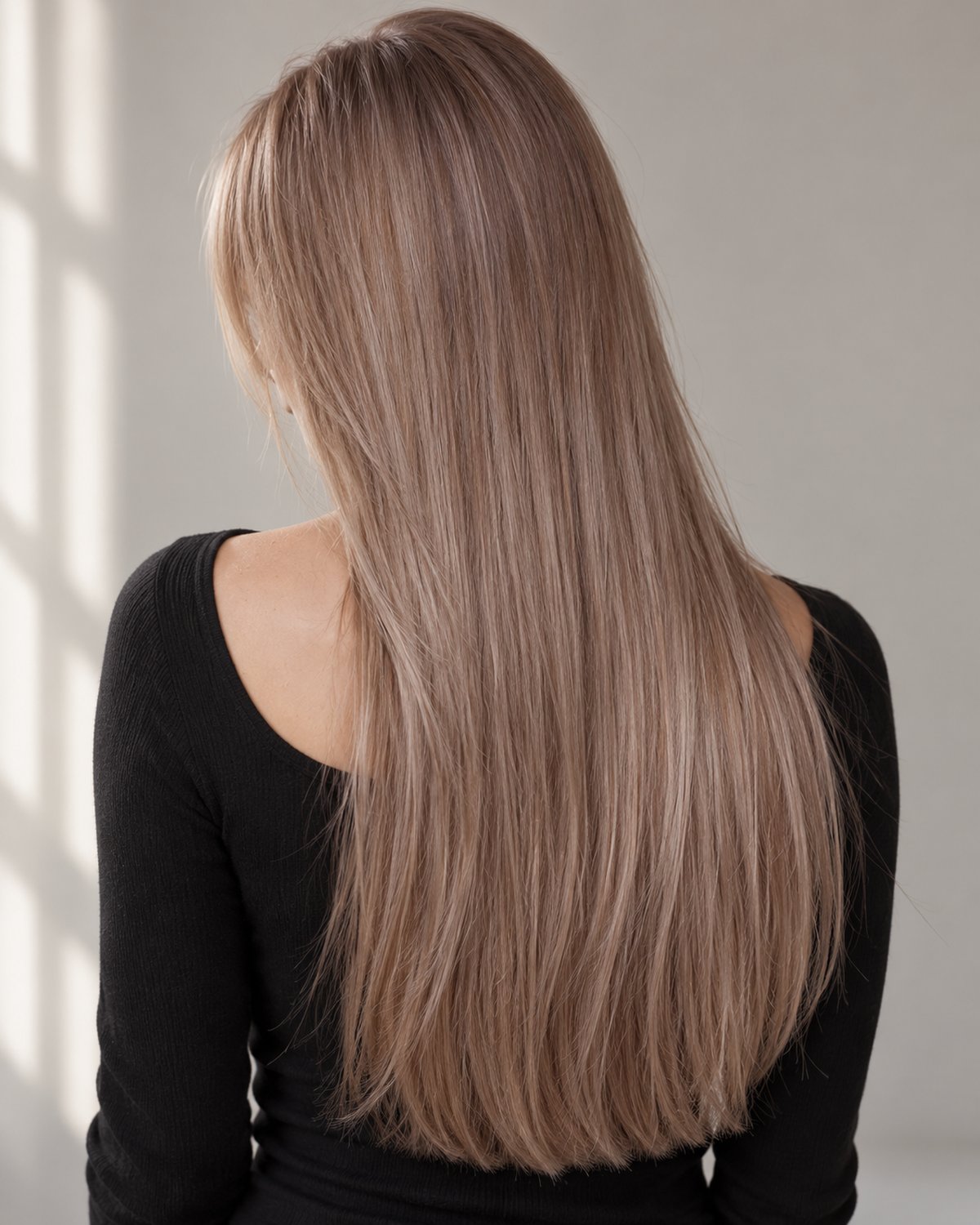 Modelo con extensiones de clip en esta familia de tonos