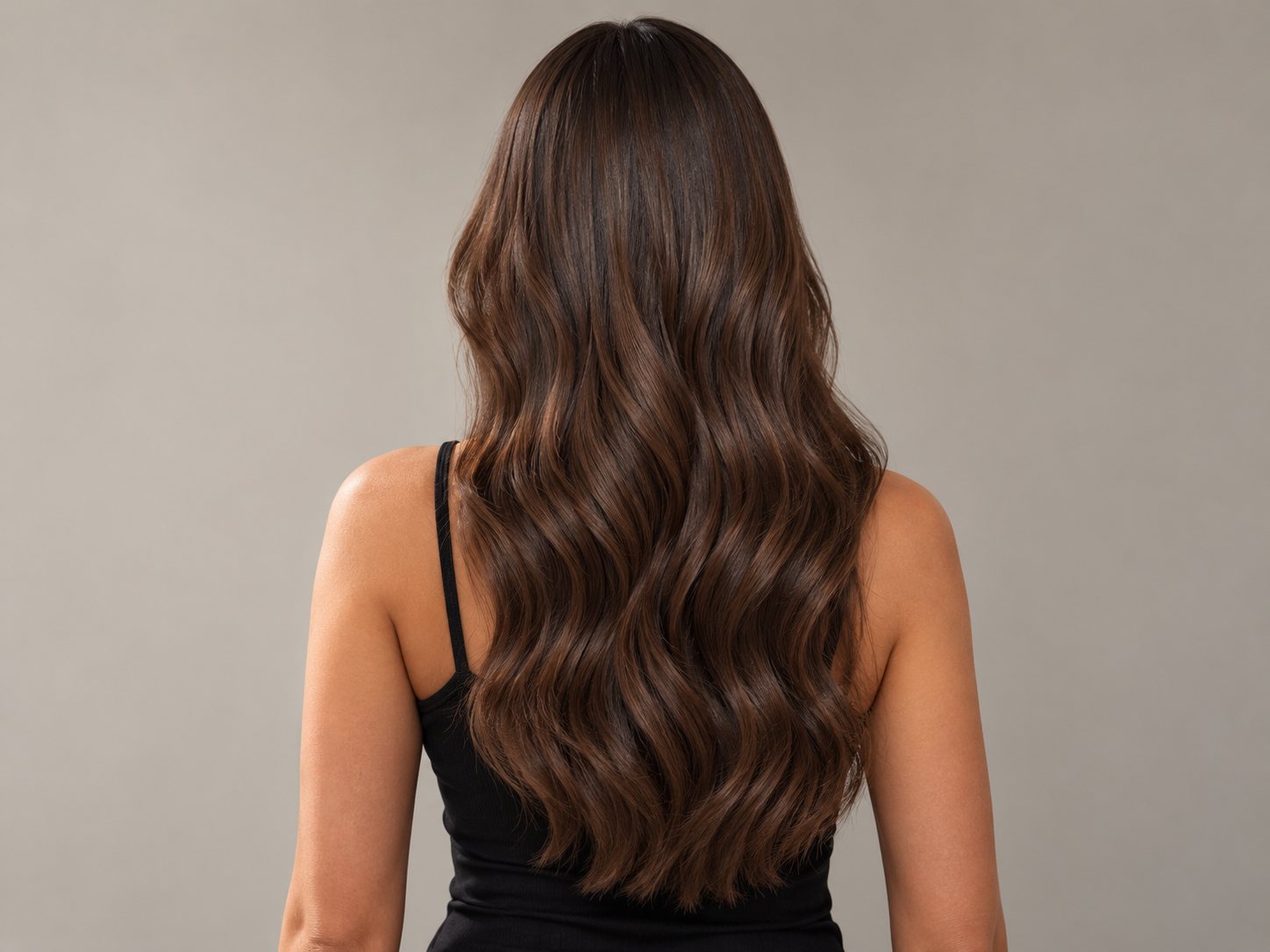 Extensiones largas peinadas en ondas sueltas