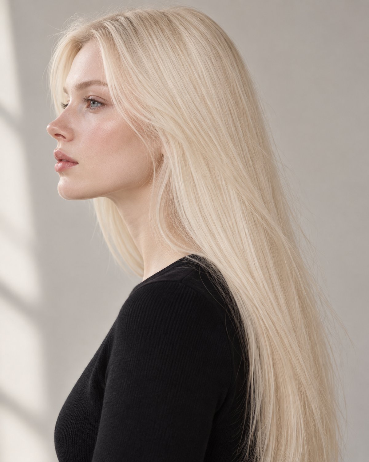 Model wearing clip-in extensions in this shade family