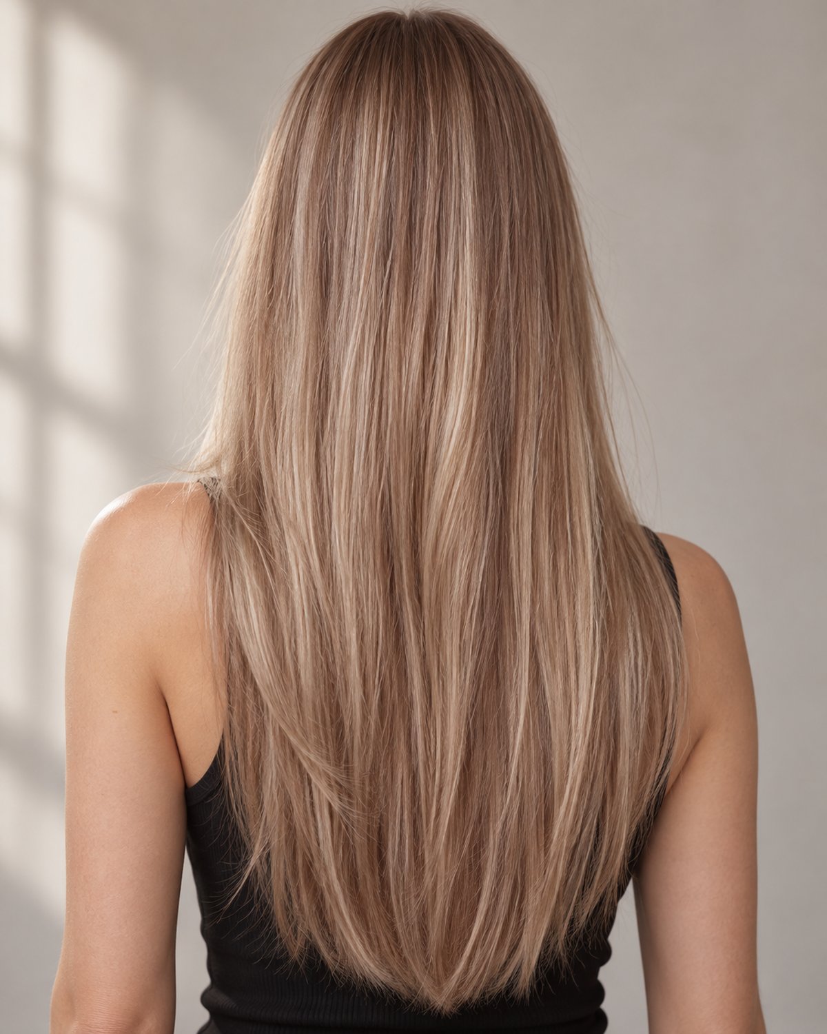 Model wearing clip-in extensions in this shade family